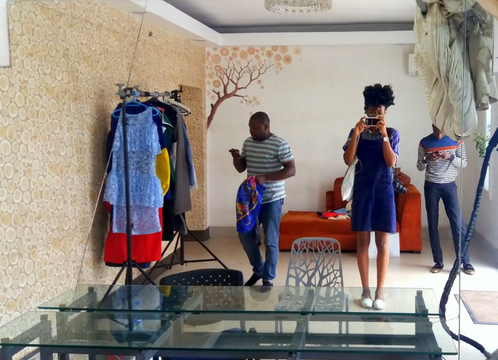 Godson Ukaegbu and Akin Faminu With Cassie Daves At Style Mania Office In Anthony Village