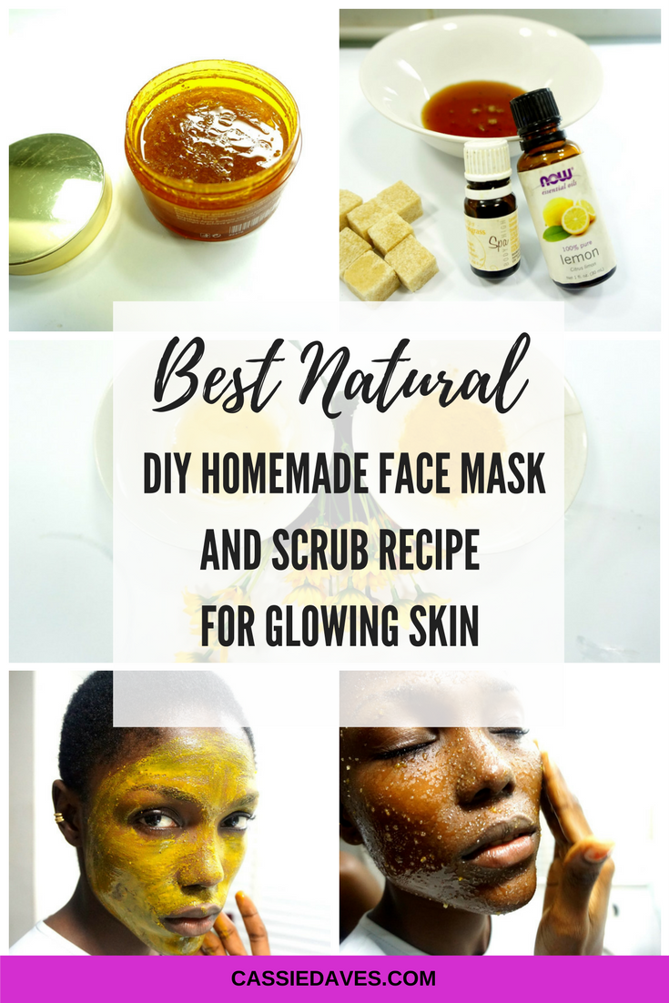 Homemade face mask and scrub recipe collage graphics for Cassie Daves blog post