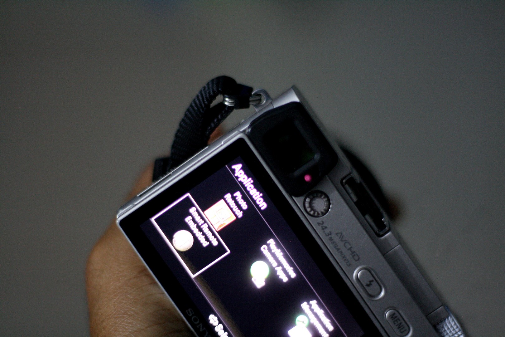 Sony A6000 showing the application list in-camera