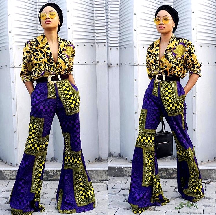 Nigerian fashionista jennifer oseh, theladyvhodka in an ankara mixed prints and turban outfit