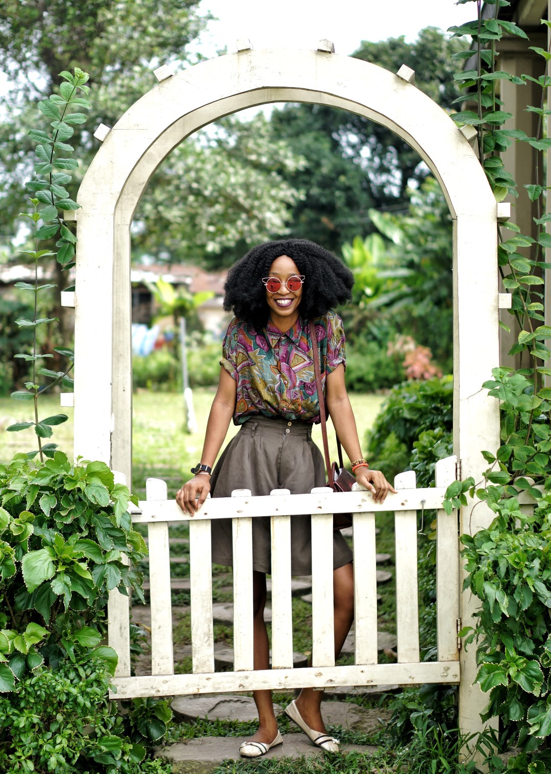 Nigerian blogger Cassie Daves at Jaekel house Lagos garden