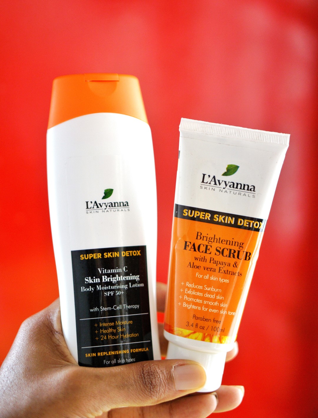 L'avyanna naturals products - super skin detox vitamin C lotion and face scrub