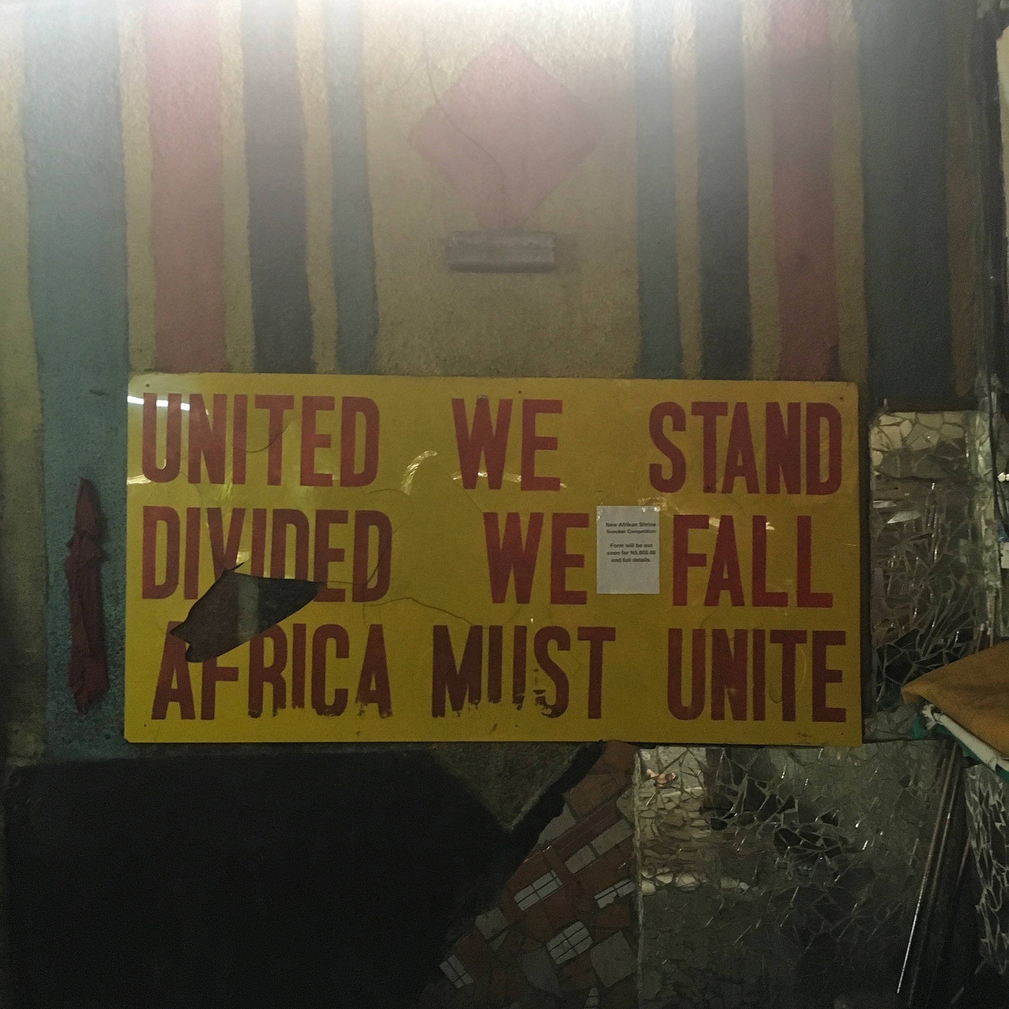 poster at fela's shrine in ikeja lagos