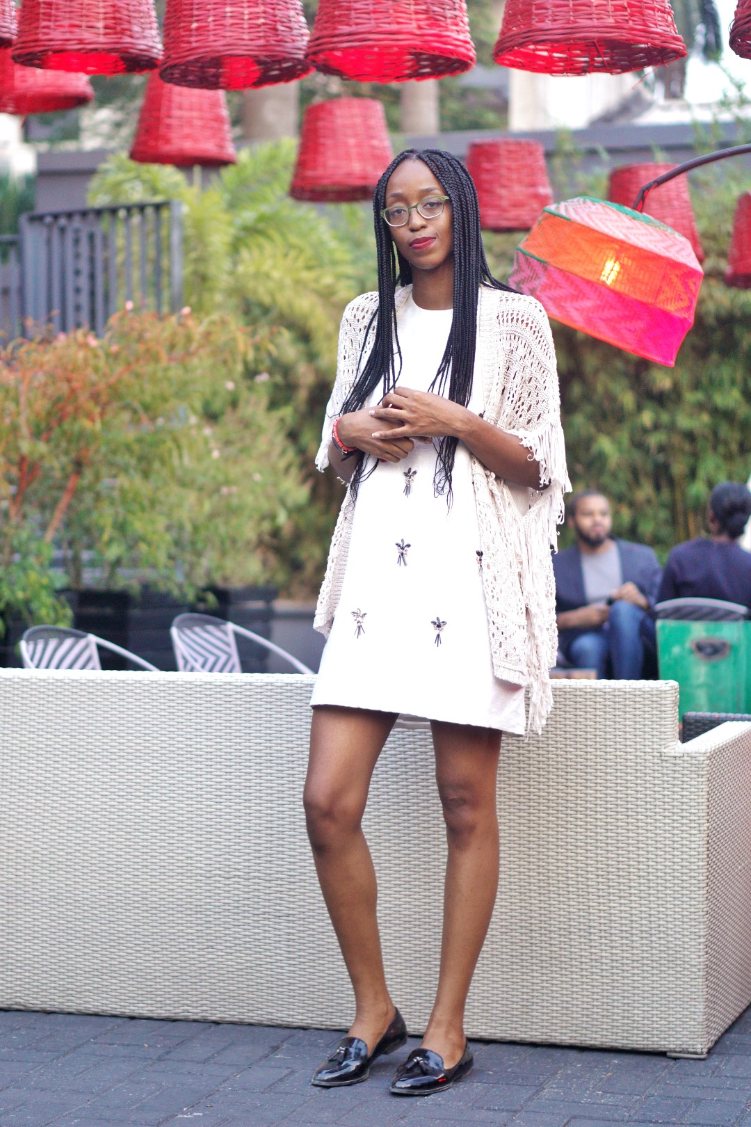 Nigerian Blogger Cassie Daves in topshop shift dress and net kimono