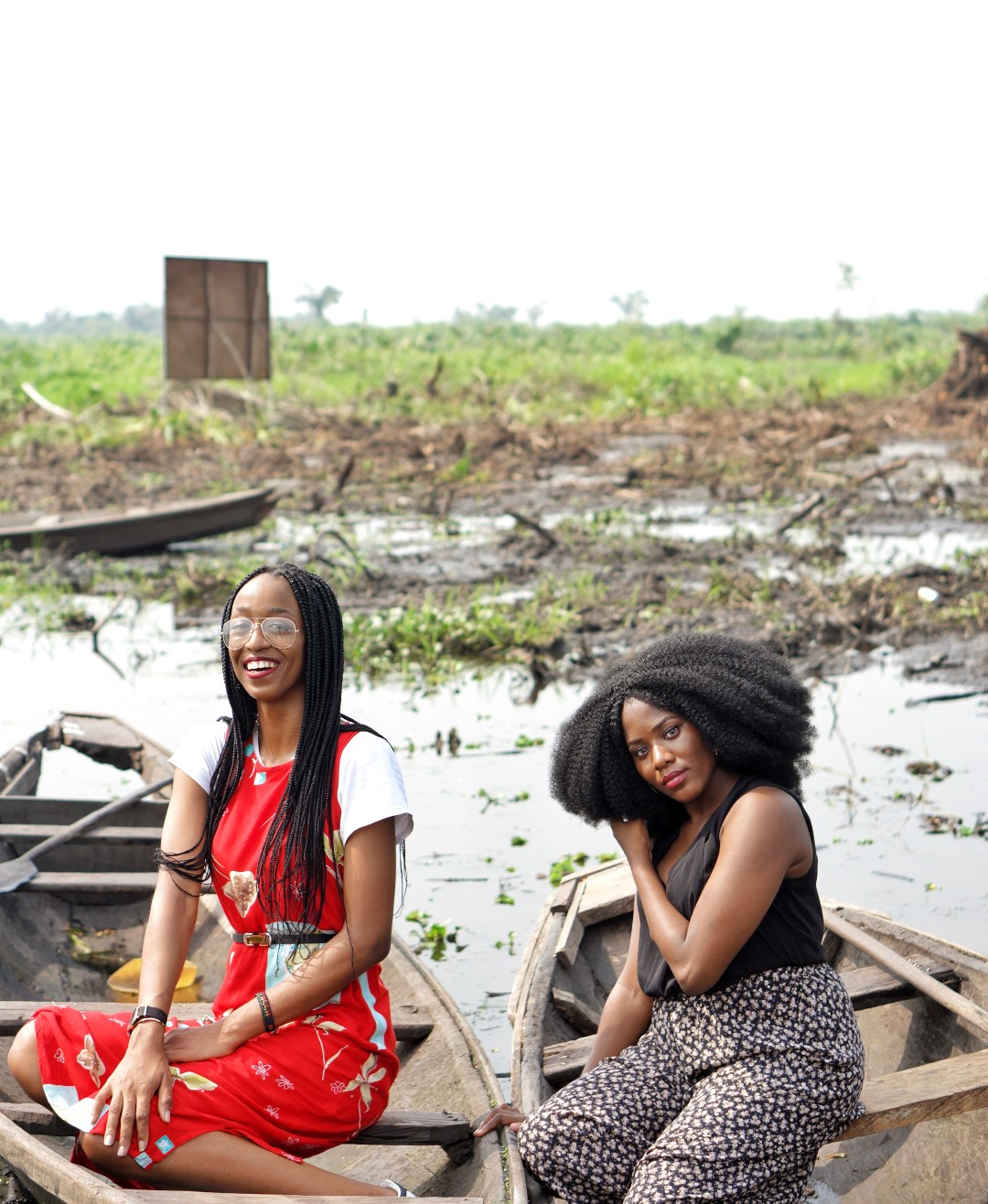 Nigerian bloggers Cassie Daves And Nappyhaired at the Epe Mangrove