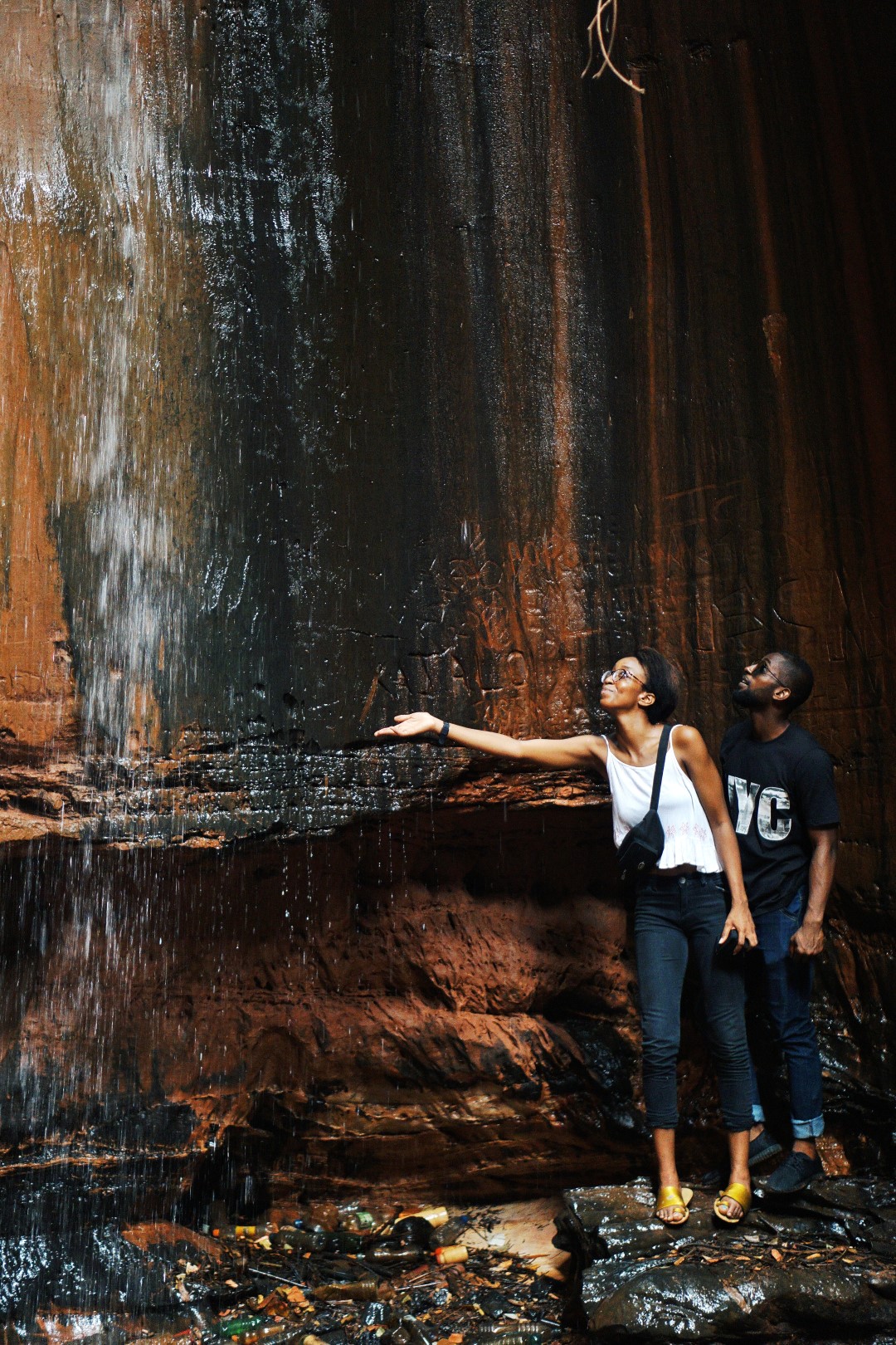 Cassie Daves at the Ngwo waterfall in Enugu
