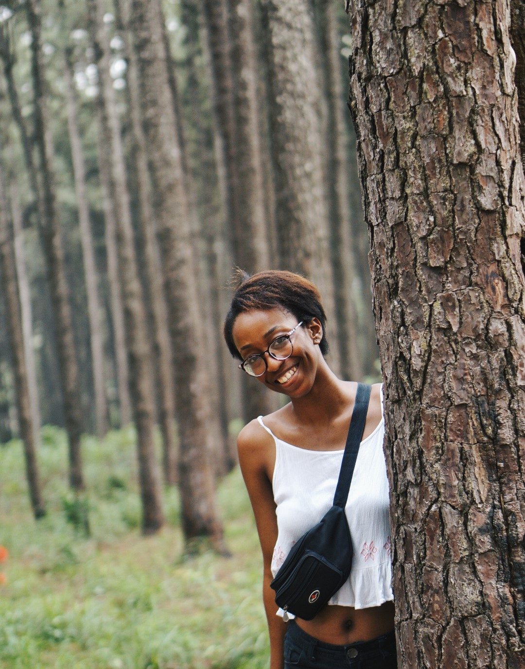 Nigerian blogger Cassie Daves at the Ngwo pine forest