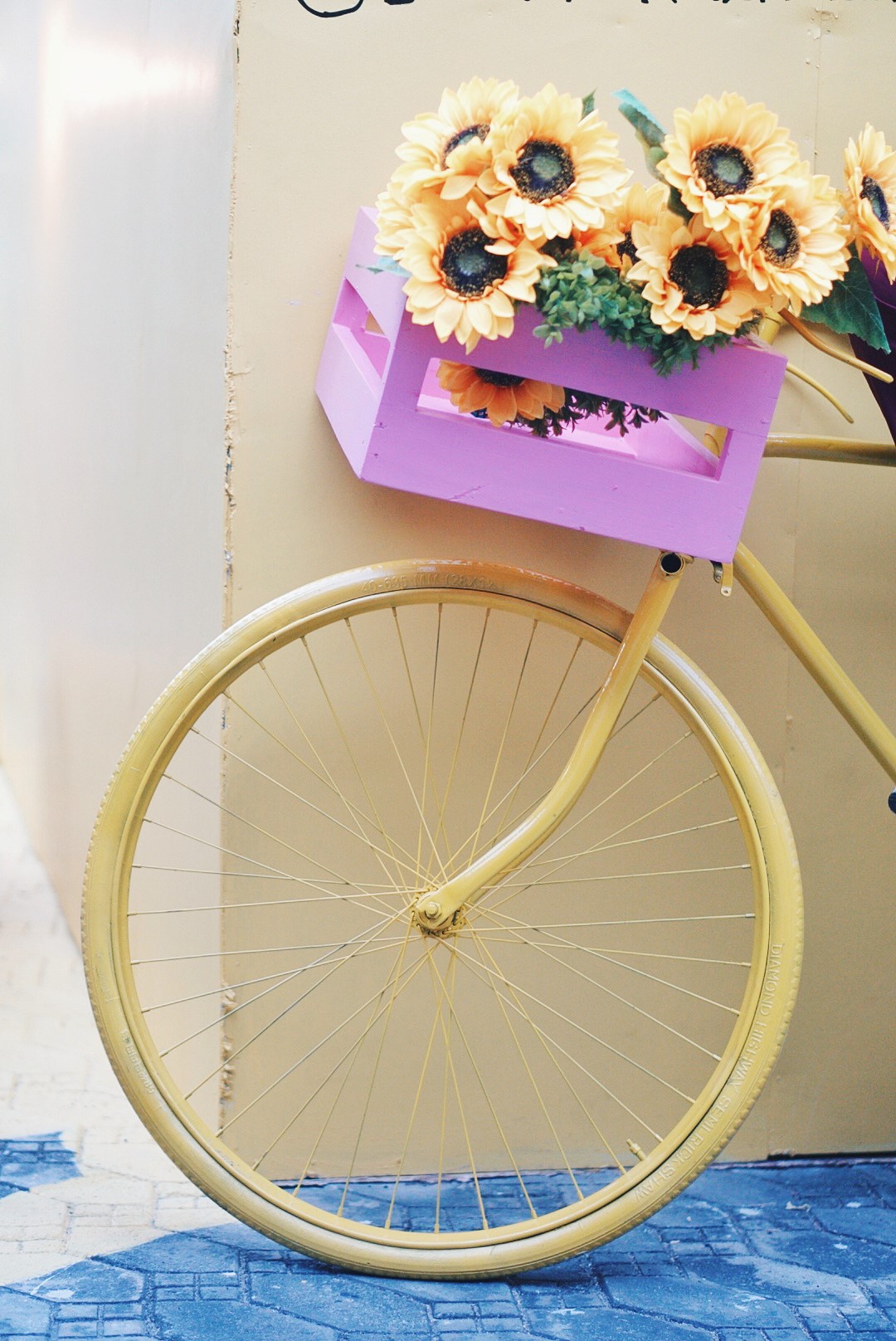 Yellow bicycle with flowers by popartii and jane michael for sao and the muse 