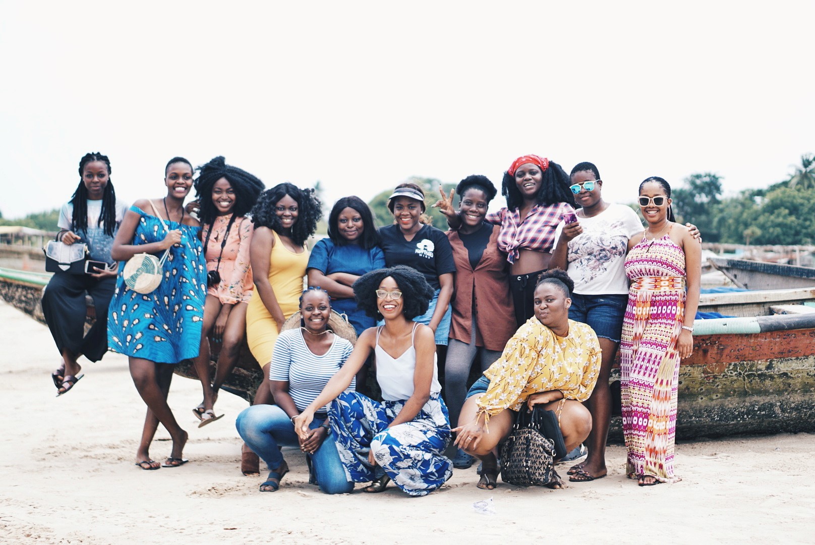 Cassie Daves and a group of explorers at the Jaybee beach camp in tarkwa bay lagos