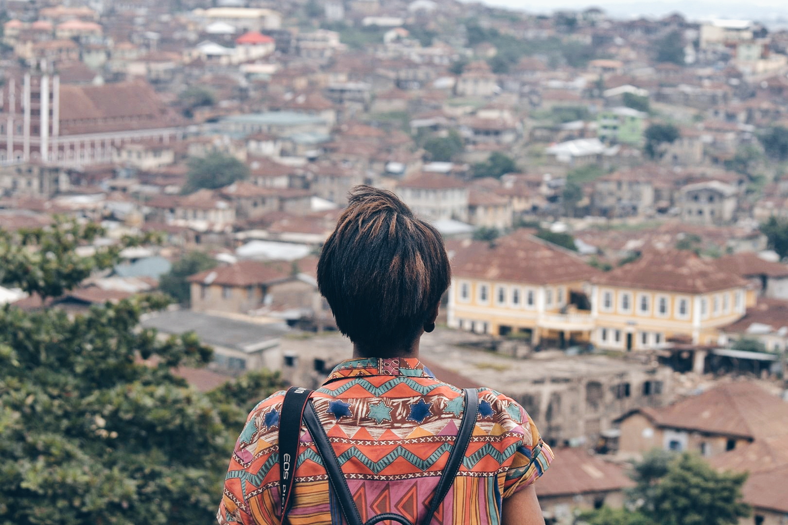 Blogger Cassie Daves overlooking the olumo rock, places to visit in abeokuta