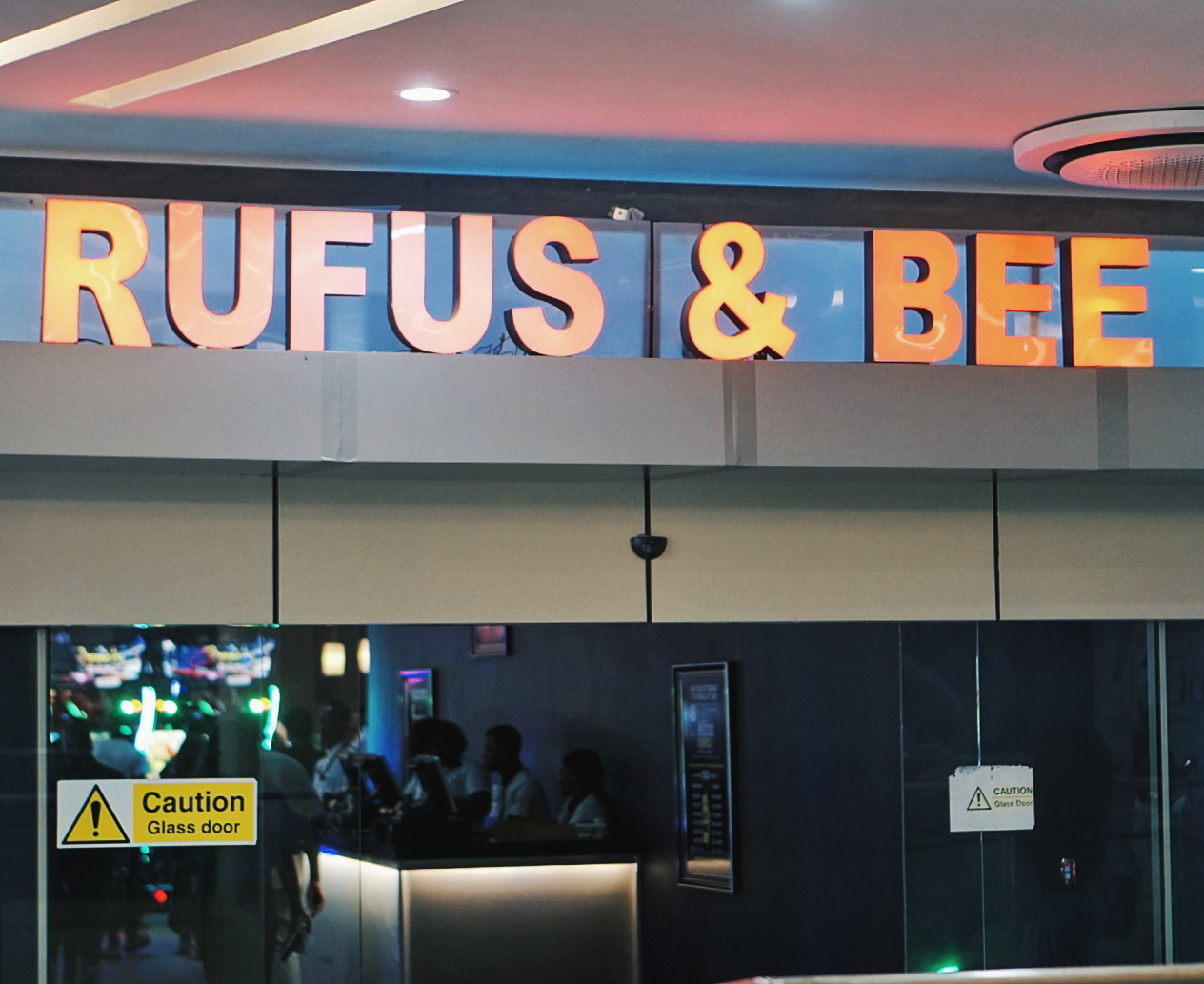 Name sign at the entrance of rufus and bee
