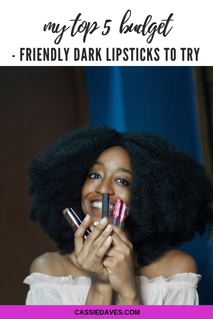 Pinterest image for budget friendly dark lipsticks