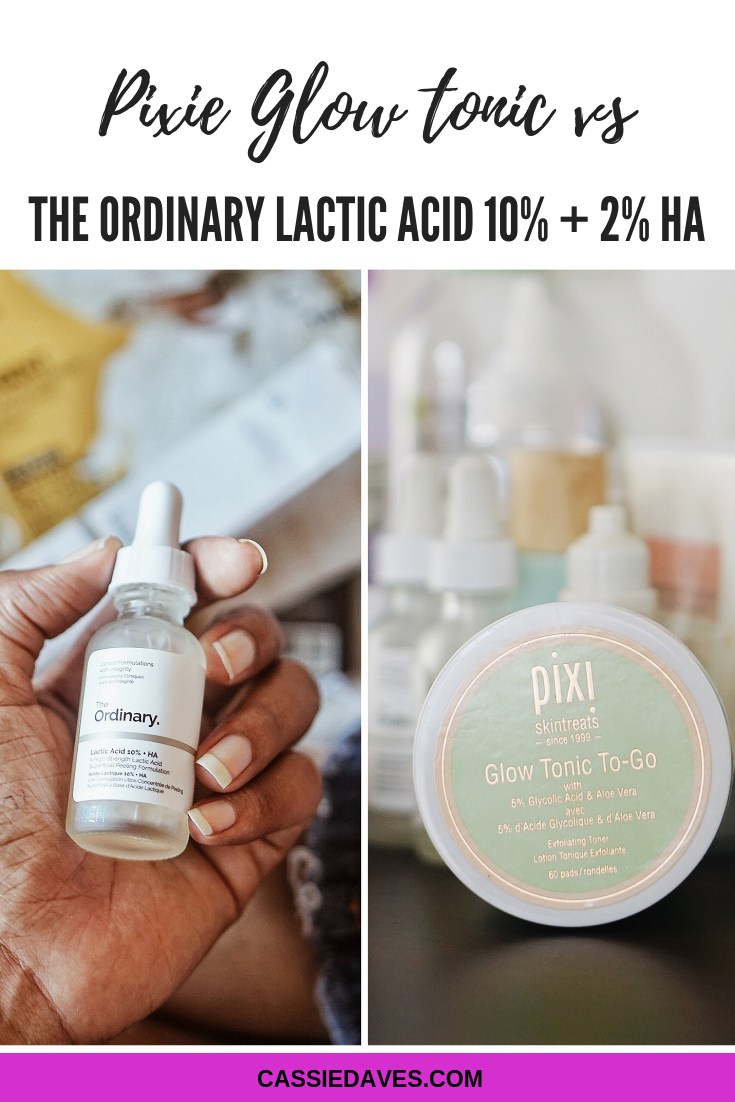 pixie glow tonic vs the ordinary lactic acid 10 % pinterest image