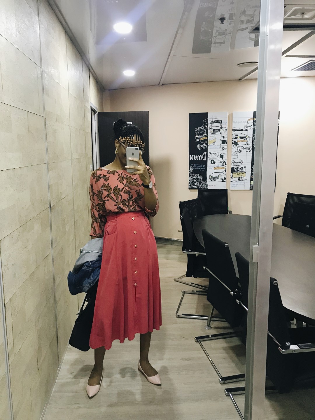 life lately - cassie daves mirror selfie wearing pink skater skirt and top