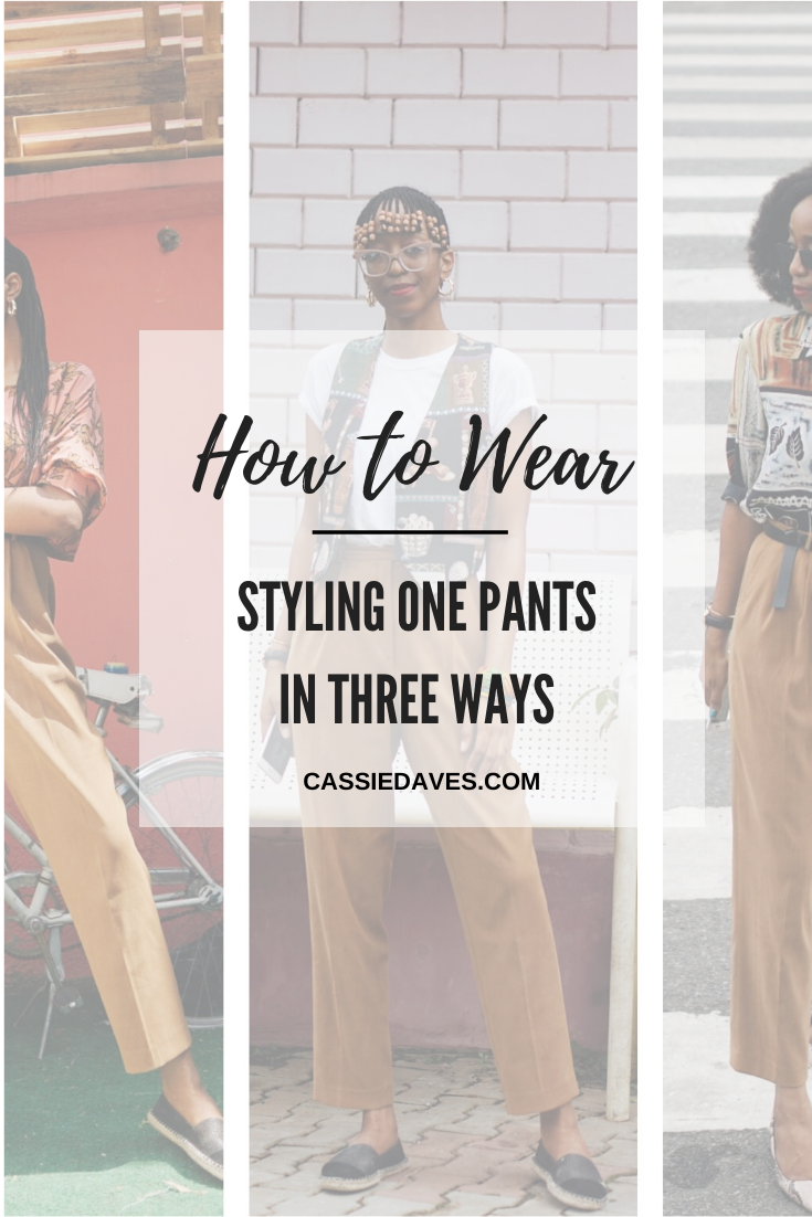 Pinterest image for how to style vintage high waist pants in three ways