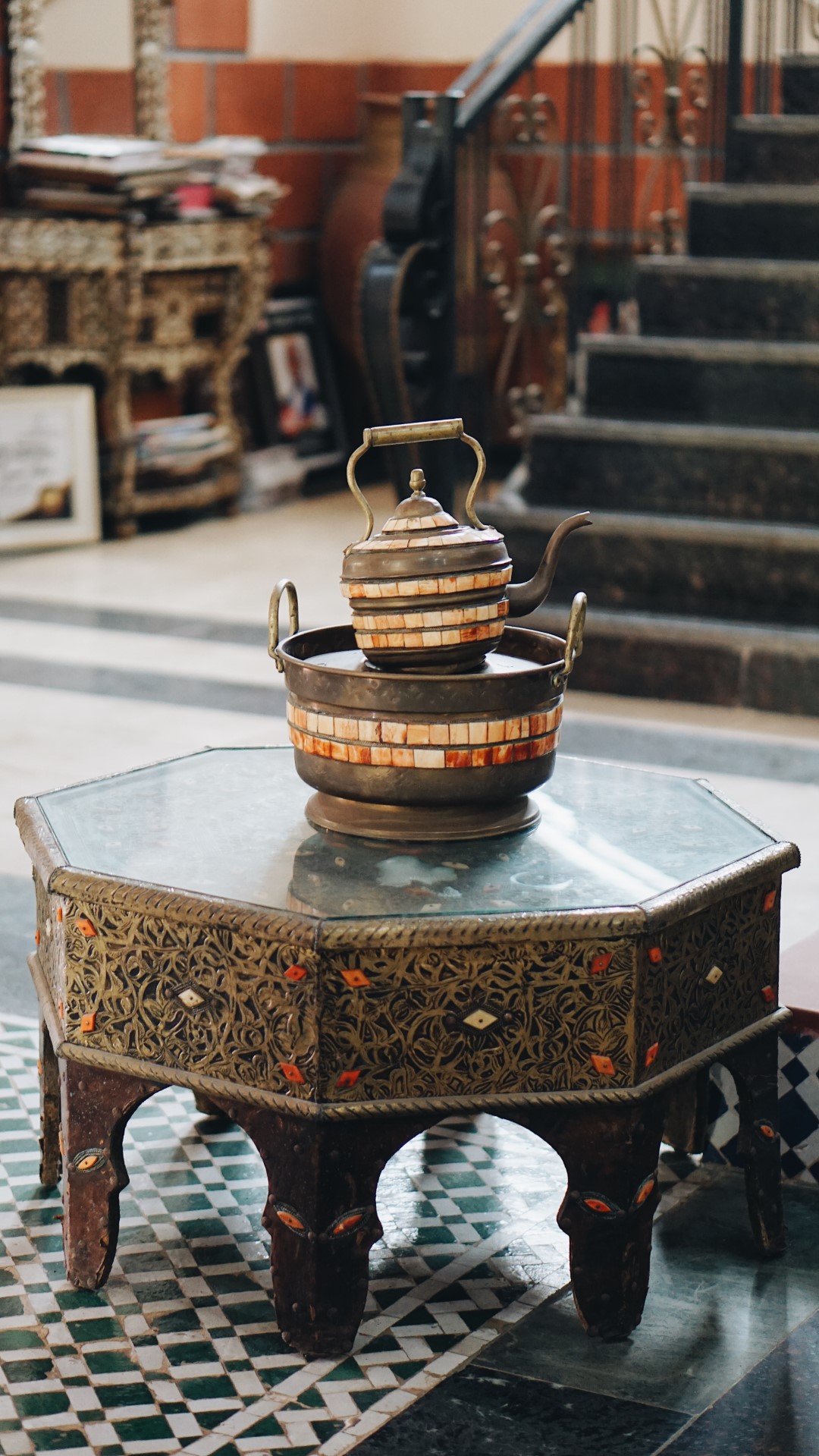 Moroccan style table at ned nwoko lily house 