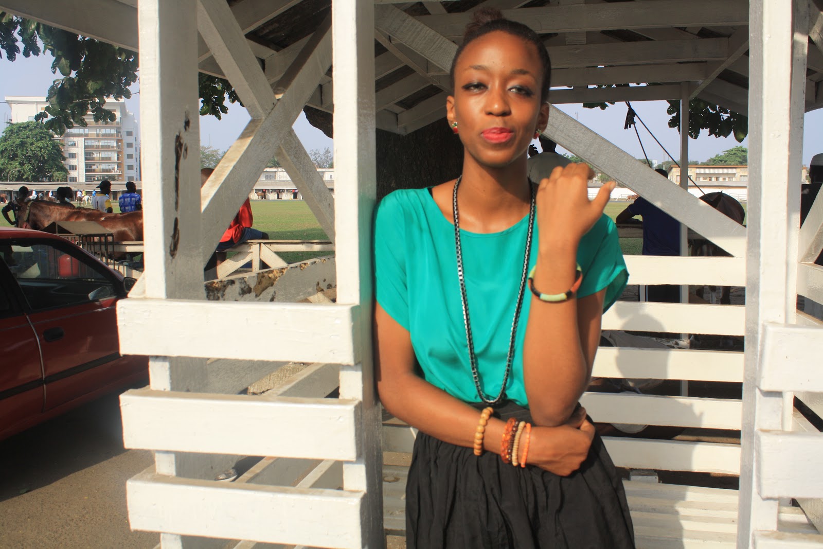 Cassie Daves at Ikoyi club Lagos in a green shirt