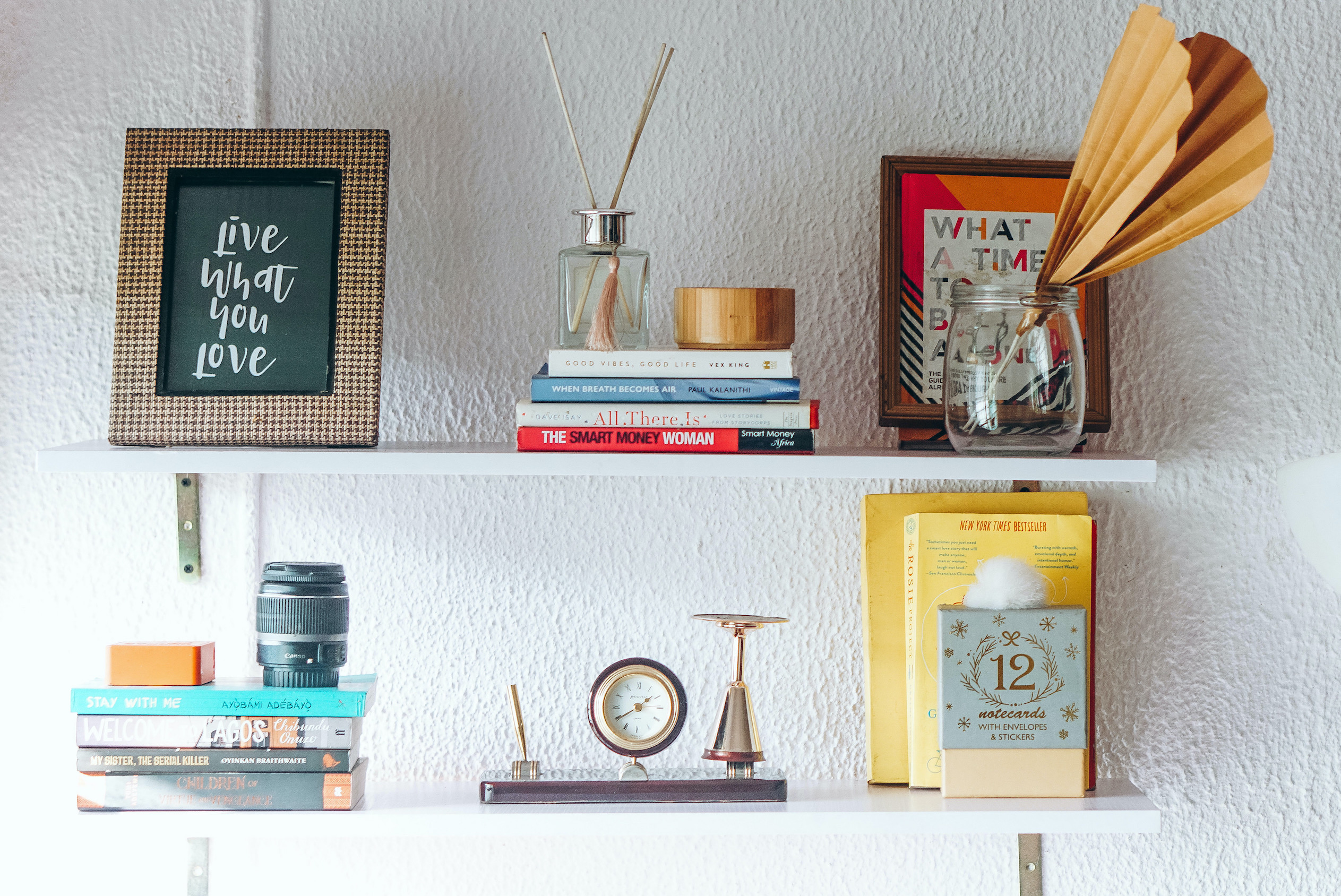 how to style a home office shelf styling 