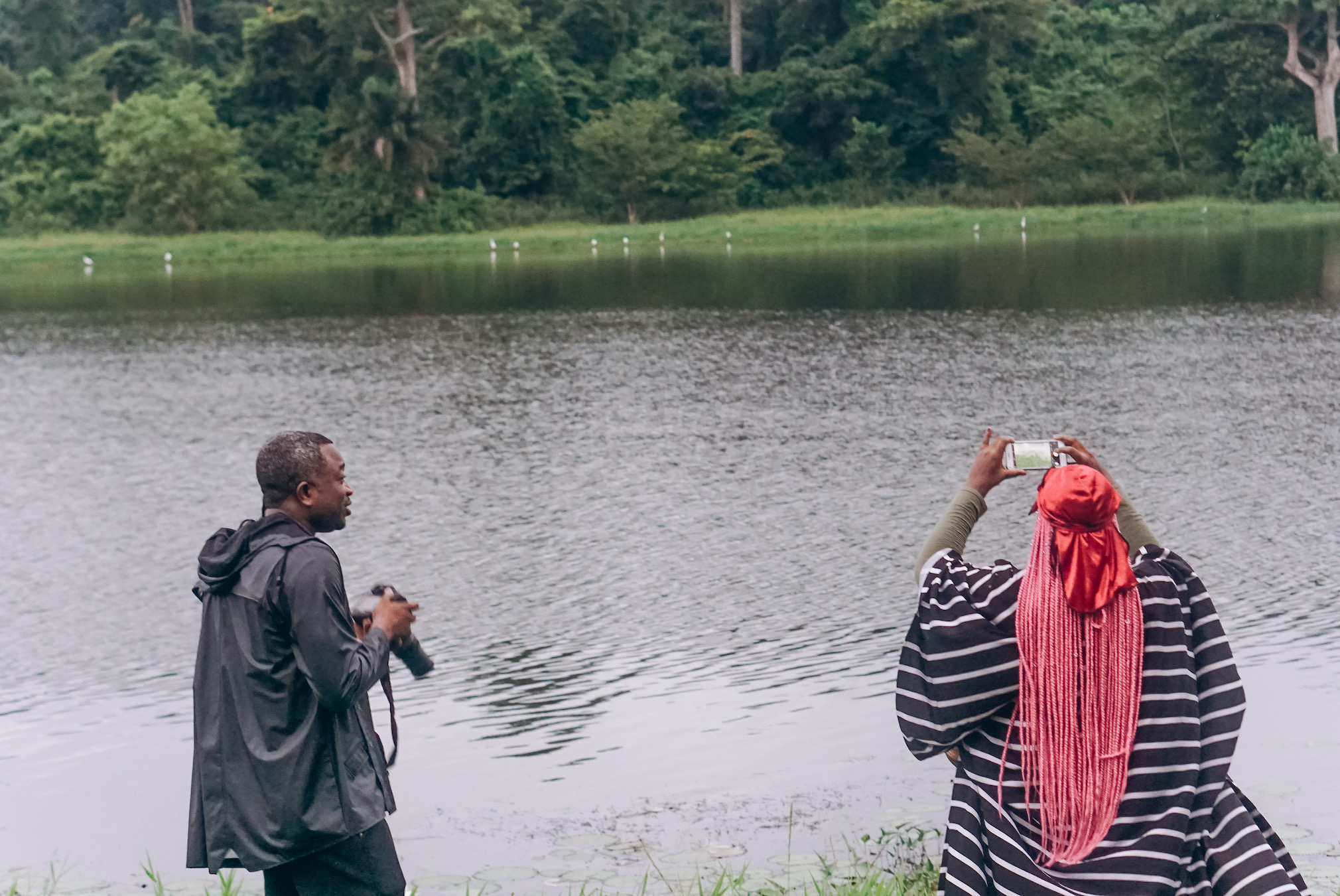 Nigerian travel enthusiasts at lake in IITA resort ibadan